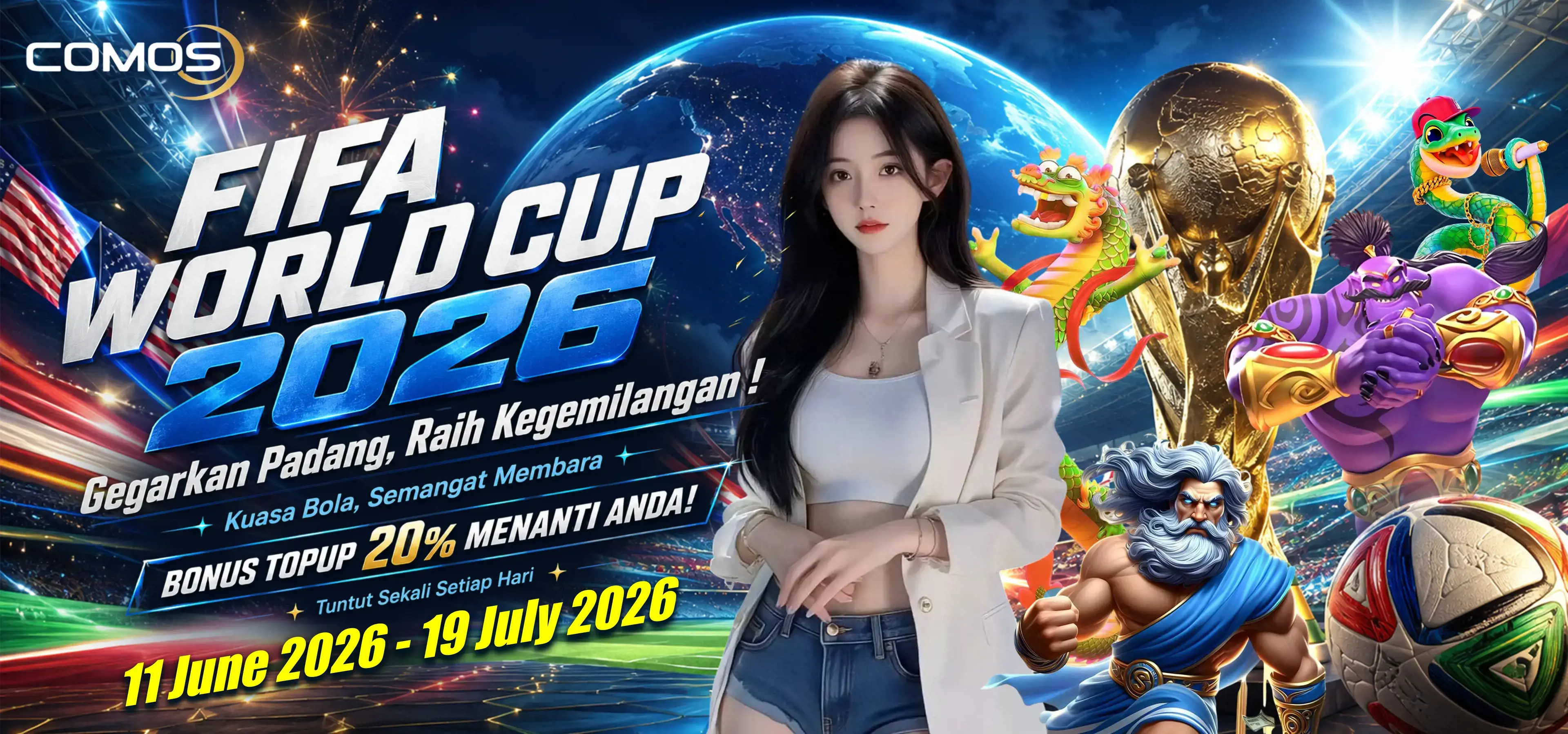 FIFA WORLD CUP 2026 Gegarkan Padang, Raih Kegemilangan ! Kuasa Bola, Semangat Membara BONUS TOPUP 20% MENANTI ANDA!