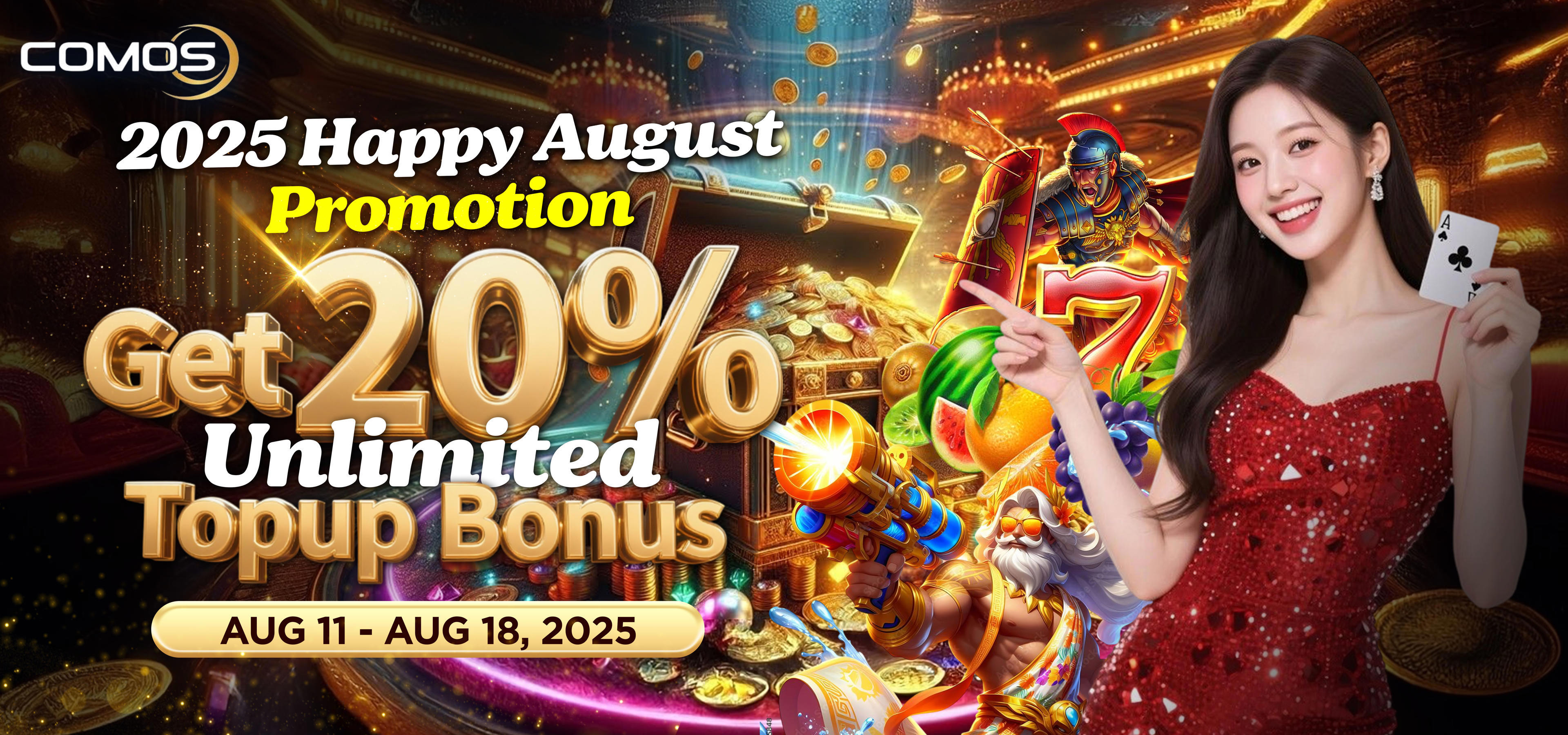 2025 Happy August Promotion , Get 20% Unlimited Topup Bonus !!!
